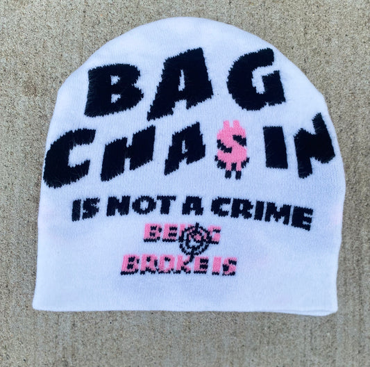 BAGCHA$IN IS Not A Crime Beanie (Pink)
